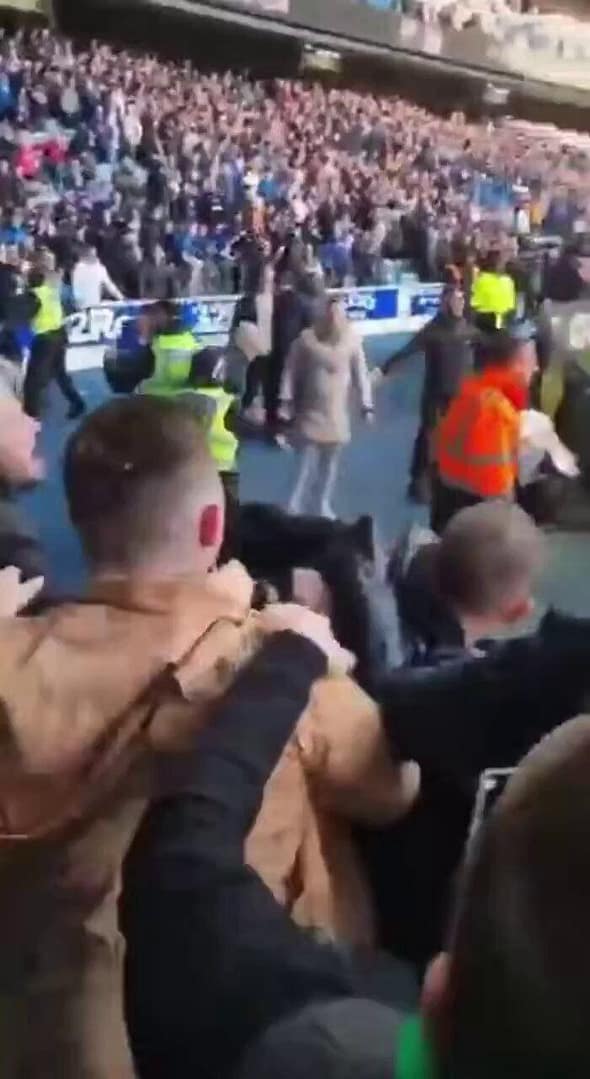 More footage of Rangers and Celtic fans clashing at Ibrox last weekend.